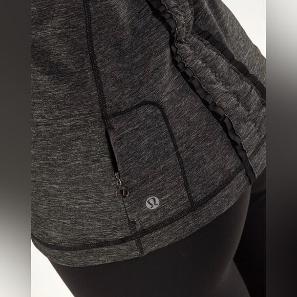Lululemon Run Free Tank Ruffle Back In Heathered Black Size 4 Running Gym Active - Picture 5 of 15